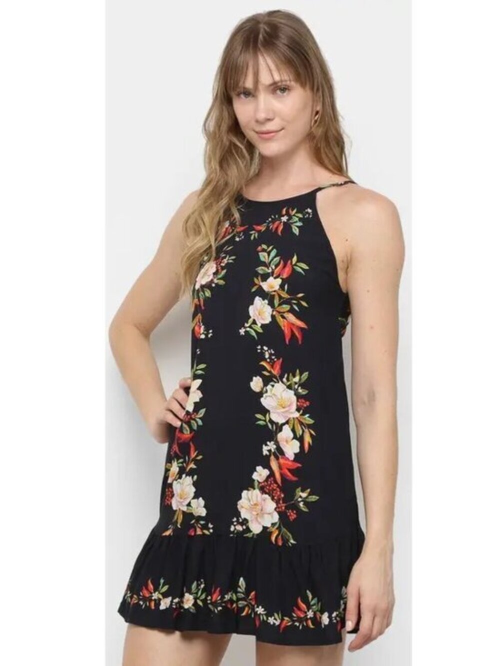 Farm Rio Tie Back Mini Halter Dress L $178
